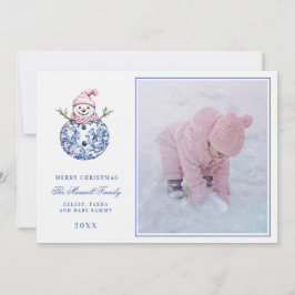 Rosa & Blue GrandMillennium Damask Snögubbe Photo Inbjudningar