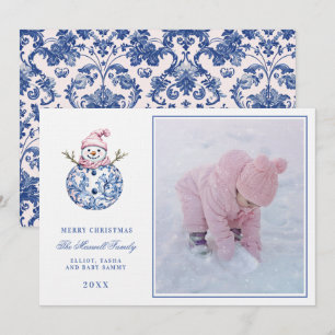 Rosa & Blue GrandMillennium Damask Snögubbe Photo Inbjudningar