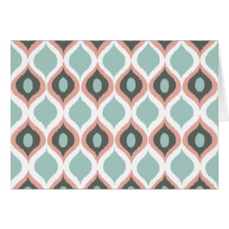 Rosa Blue Grått Geometric Ikat Tribal Print Mönste Hälsningskort