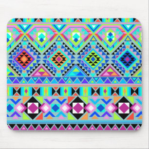 Rosa Blue Grönt Aztec Tribal Musmatta