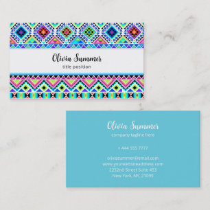 Rosa Blue Grönt Aztec Tribal Visitkort