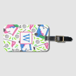 Rosa Blue Grönt Golf Preppy Initial Bagagebricka
