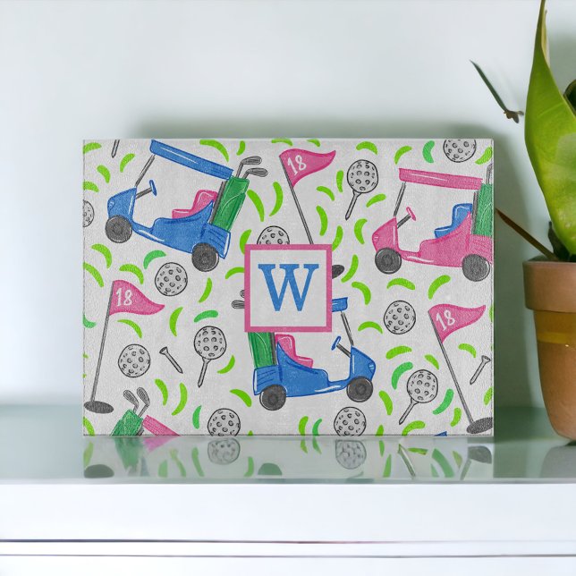 Rosa Blue Grönt Golf Preppy Monogram Initial (Skapare uppladdad)