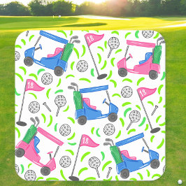Rosa Blue Grönt Golf Preppy Underlägg Papper Kvadrat