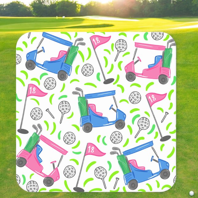 Rosa Blue Grönt Golf Preppy Underlägg Papper Kvadrat (Skapare uppladdad)