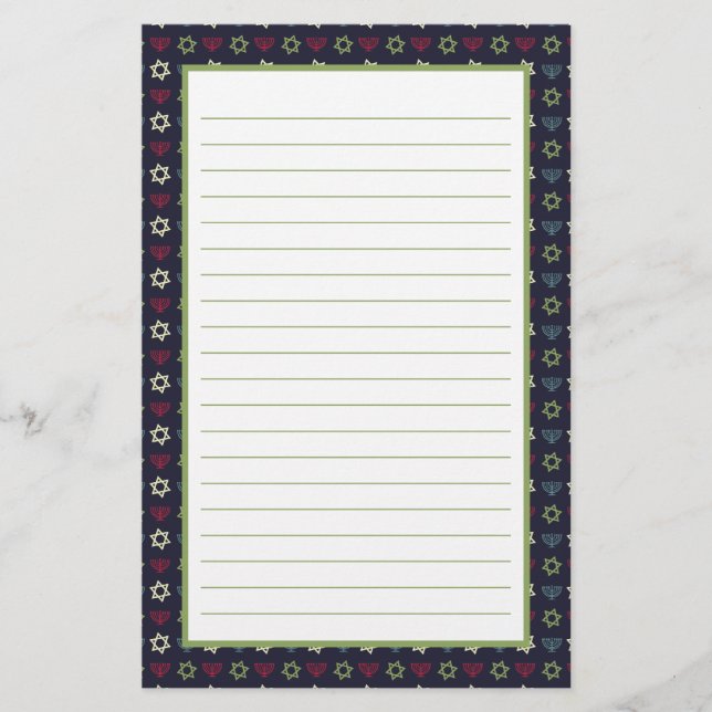 Rosa Blue Grönt Menorah och David Mönsters stjärna Brevpapper (Framsida)