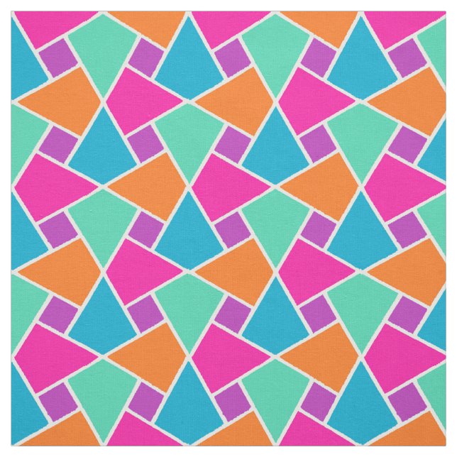 Rosa Blue Grönt Orange Islamic Geometric Mönster Tyg (Provkarta)