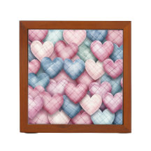 ROSA BLUE GRÖNT PLAID HEART MÖNSTER