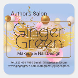 Rosa Blue Guld Ballogs Fyrkantigt Klistermärke