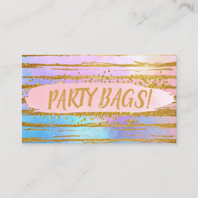 Rosa Blue Guld Barns Födelsedagsfest Favoritblock Visitkort (Framsida)