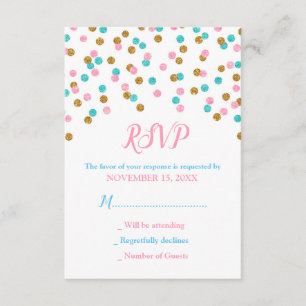 Rosa Blue Guld Confetti Baby Shower OSA kort