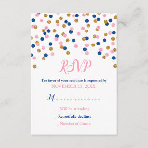 Rosa Blue Guld Confetti Baby Shower OSA kort