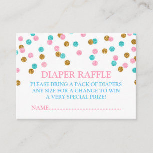 Rosa Blue Guld Dots Diaper Raffle Card Tilläggskort