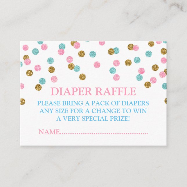 Rosa Blue Guld Dots Diaper Raffle Card Tilläggskort (Framsida)