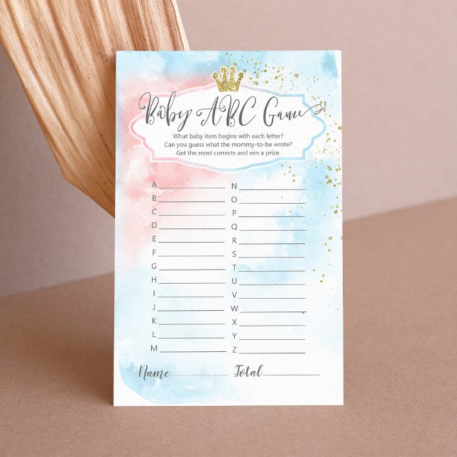 Rosa Blue Guld Trendig Baby ABC Gender Reveal Game (Skapare uppladdad)