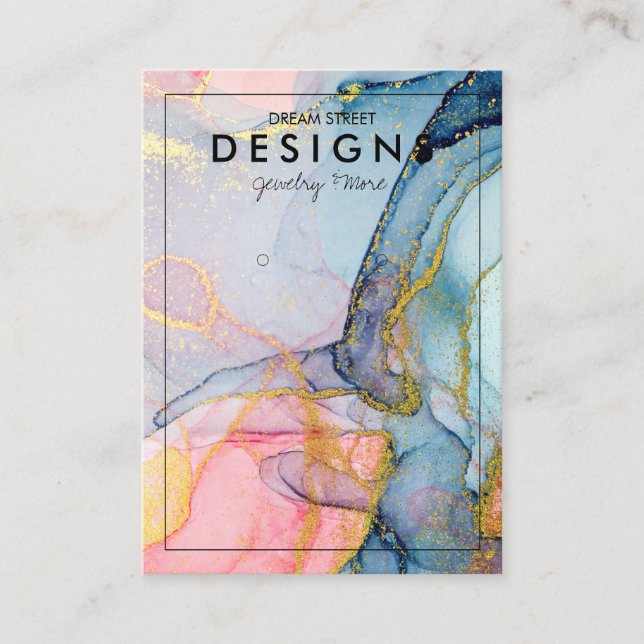 Rosa Blue Guld Trendig Earring Visning Card Visitkort (Framsida)