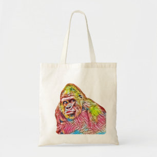 Rosa Blue Gult Gorilla Painting Tygkasse