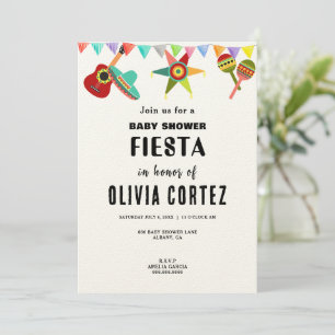 Rosa Blue Gult Mexican Fiesta Baby Shower Inbjudningar