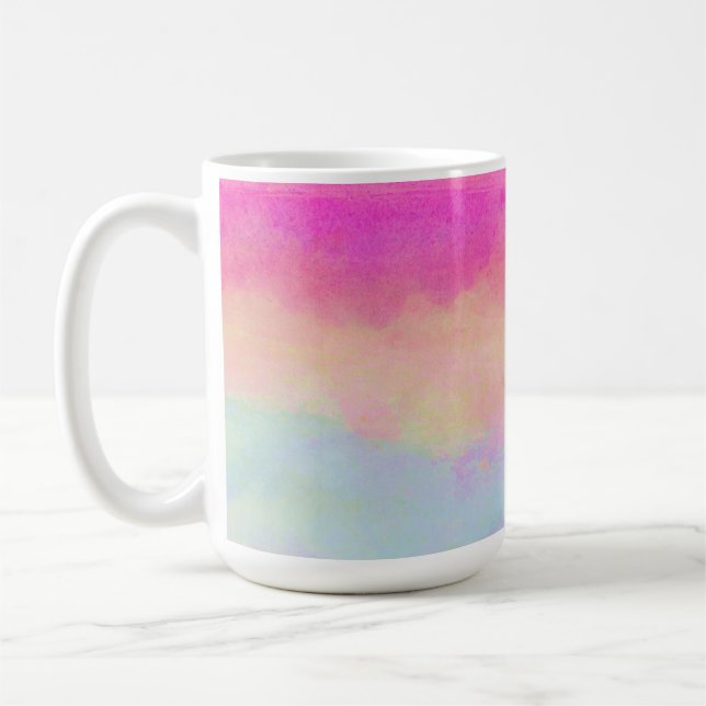 Rosa Blue Gult Rainbow Abstrakt Rand Kaffemugg (Vänster)
