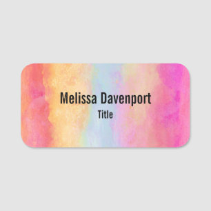 Rosa Blue Gult Rainbow Abstrakt Rand Namnbricka