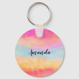 Rosa Blue Gult Rainbow Abstrakt Rand Nyckelring