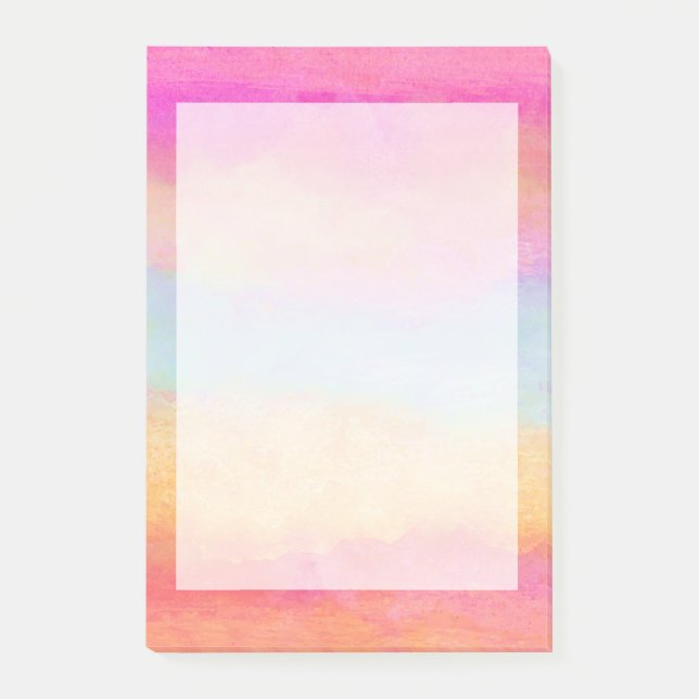 Rosa Blue Gult Rainbow Abstrakt Rand Post-it Block (Framsida)