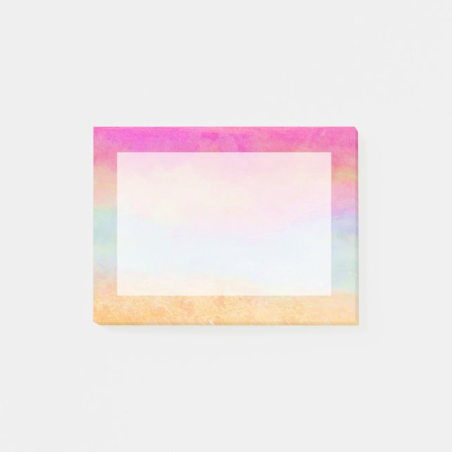 Rosa Blue Gult Rainbow Abstrakt Rand Post-it Block (Framsida)