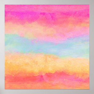 Rosa Blue Gult Rainbow Abstrakt Rand Poster