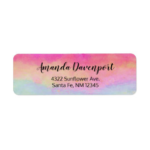 Rosa Blue Gult Rainbow Abstrakt Rand Returadress Etikett