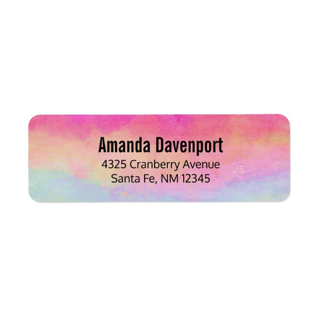 Rosa Blue Gult Rainbow Abstrakt Rand Returadress Etikett (Framsidan)