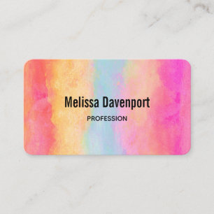 Rosa Blue Gult Rainbow Rand Watercolor Visitkort