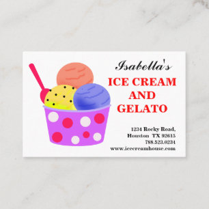 Rosa Blue Gult Red Ice Cream Gelato Visitkort