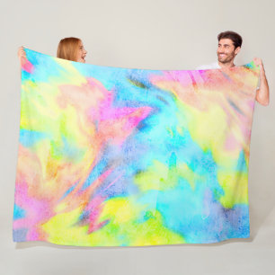 Rosa Blue Gult Tie Dye Fleecefilt