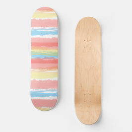 Rosa Blue Gult White Watercolor Rand Mini Skateboard Bräda 18,5 Cm