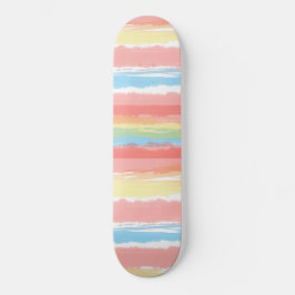 Rosa Blue Gult White Watercolor Rand Mini Skateboard Bräda 18,5 Cm