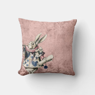 Rosa Blue Herald White Rabbit Alice i Wonderland Kudde