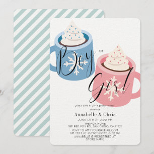 Rosa & Blue Hett Chocolate Mugg Gender Reveal Inbjudningar