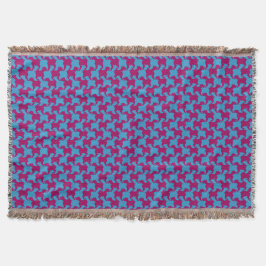 Rosa Blue Houndstooth med hundar Throw Blanket Filt