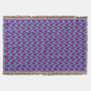 Rosa Blue Houndstooth med hundar Throw Blanket Filt