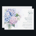 Rosa Blue Hydrangeas 50:e födelsedagsbegäran Inbjudningar<br><div class="desc">Den vackra vattenzonen 50 födelsedagsfest inbjudan med kortbegäran är visklig och bedövande! Med sin utsökta blåblåa, rosa och lila vattenområden med mjuk vattenfärg tvättar den bakom - det är perfekt för din älskade som vrider 50. Baksidan har en vackert formulerad kortbegäran och en samordnande bukett av rosa, blått och lila...</div>
