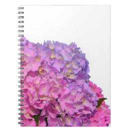 Rosa Blue Hydrangeas elegant rosa lila blommor Anteckningsbok Med Spiral