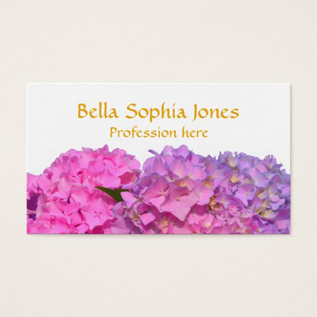 Rosa Blue Hydrangeas elegant rosa lila blommor Visitkort (Framsidan)