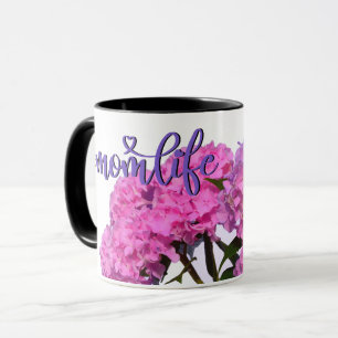 Rosa Blue Hydrangeas rosa lila blommor #momlife Mugg
