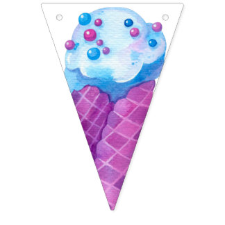 Rosa Blue Ice Cream Cones Party Vimplar