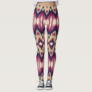 Rosa Blue ikat chevron, etnisk. Leggings