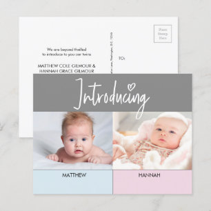 Rosa Blue Introducting Script Twillingars Boy and  Meddelande Vykort