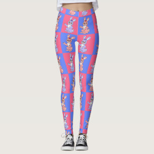 Rosa Blue Kawaii Cute Checkered Bunny Rabbit Leggings