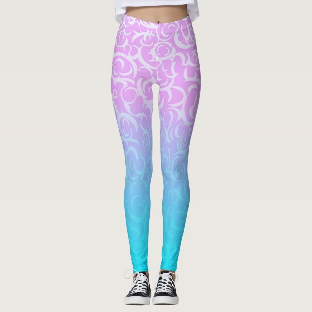 Rosa Blue Kurvor Leggings (Framsida)