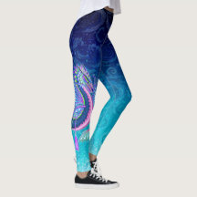 Rosa Blue Large Vatten Dragon med Paddles Leggings