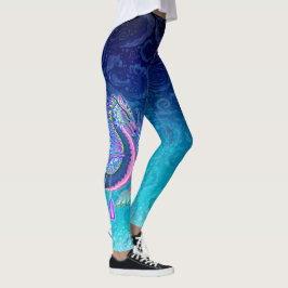Rosa Blue Large Vatten Dragon med Paddles Leggings